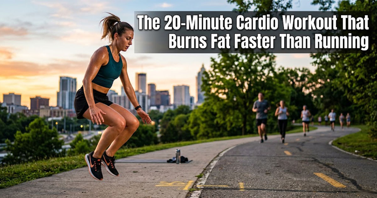 Person doing HIIT workout at home - 20 minute fat burning routine