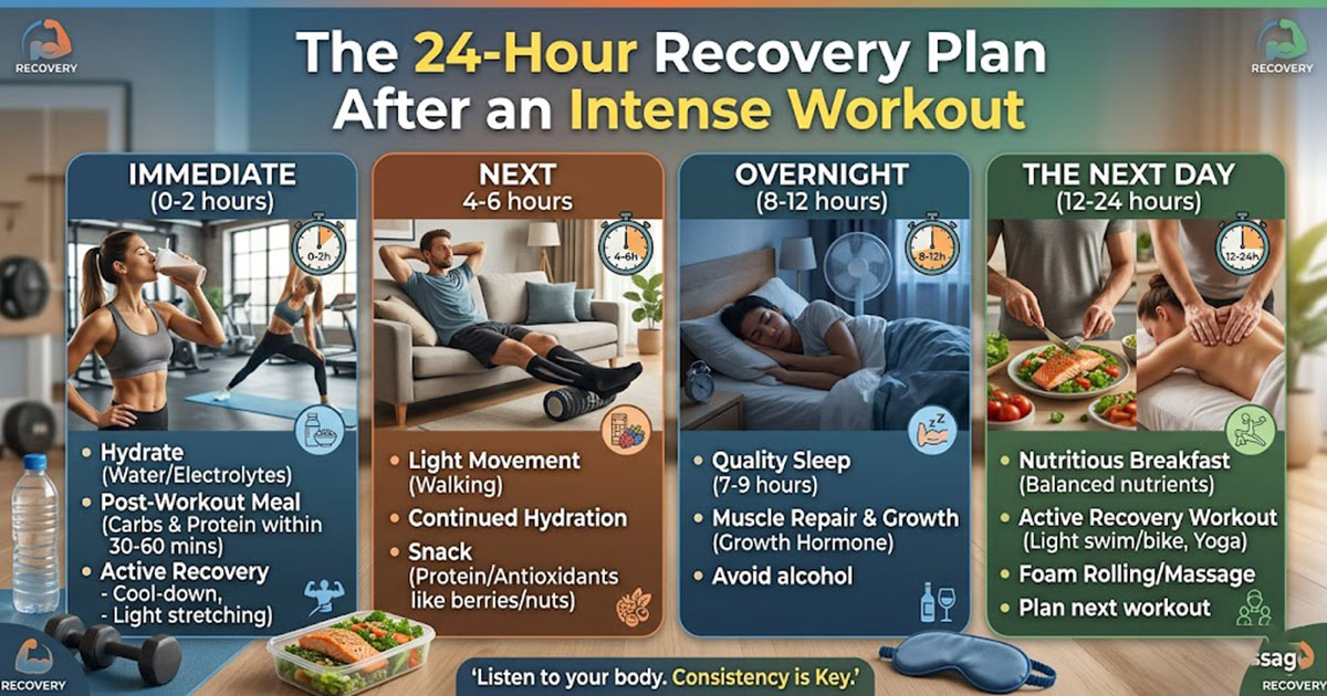 24-hour recovery timeline after intense workout - scientific protocol