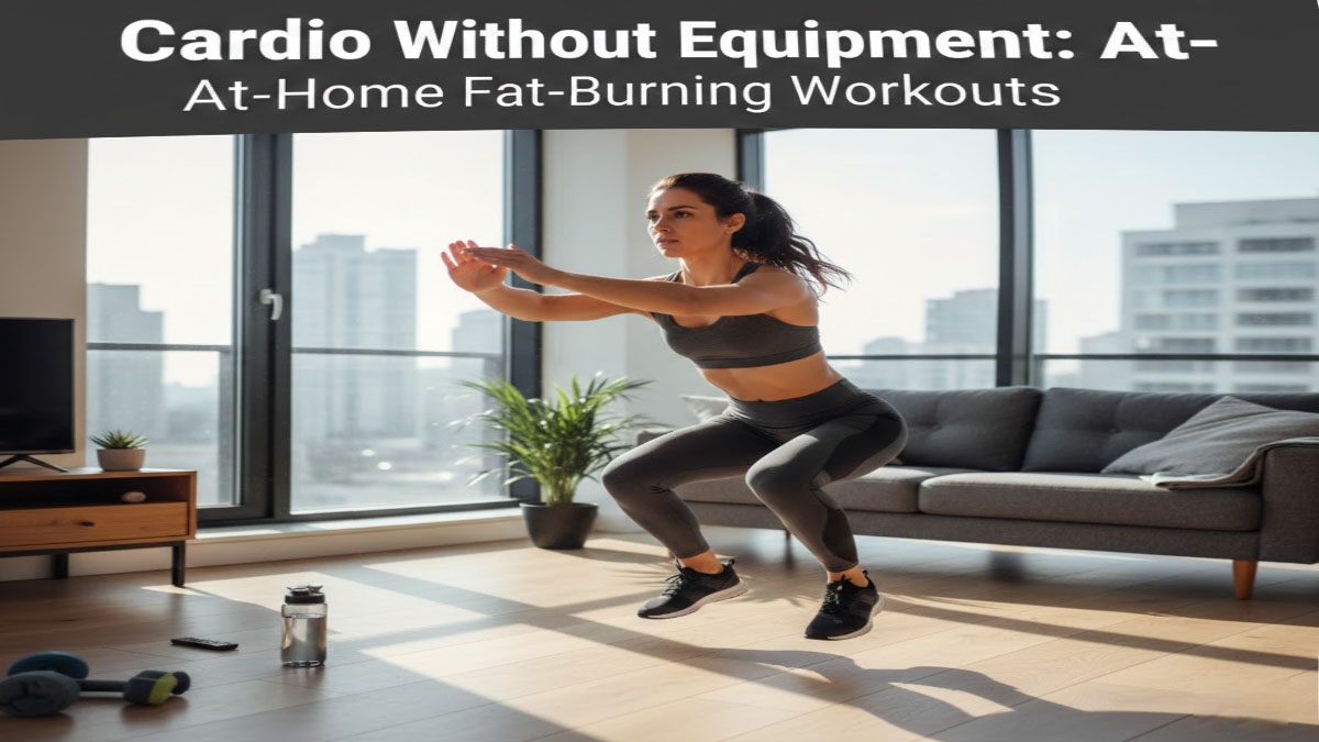 Person doing bodyweight cardio at home - no equipment workout