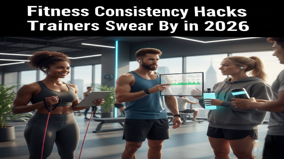 Trainer with client using consistency hacks and habit trackers