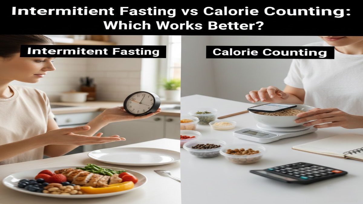 Intermittent fasting vs calorie counting comparison - clock and calculator