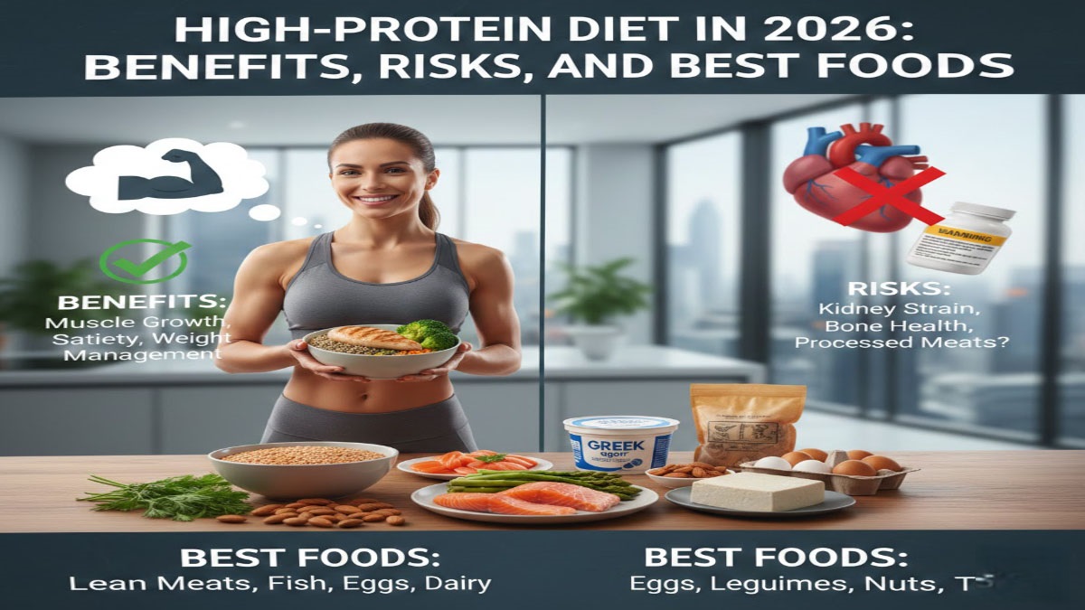 High protein foods - meat, fish, eggs, dairy, legumes, tofu - protein-rich diet