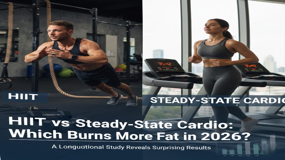 HIIT interval training vs steady state cardio comparison - sprinter and jogger side by side
