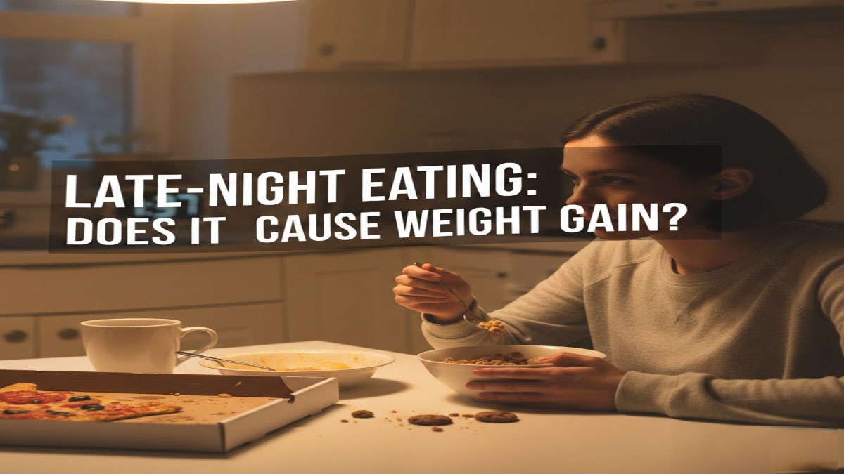 Person eating late at night - research on timing and weight gain