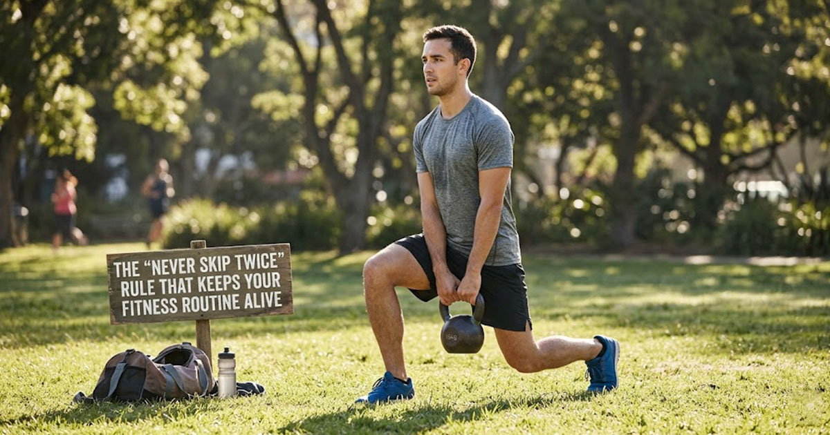Calendar showing missed workout but getting back on track - never miss twice rule