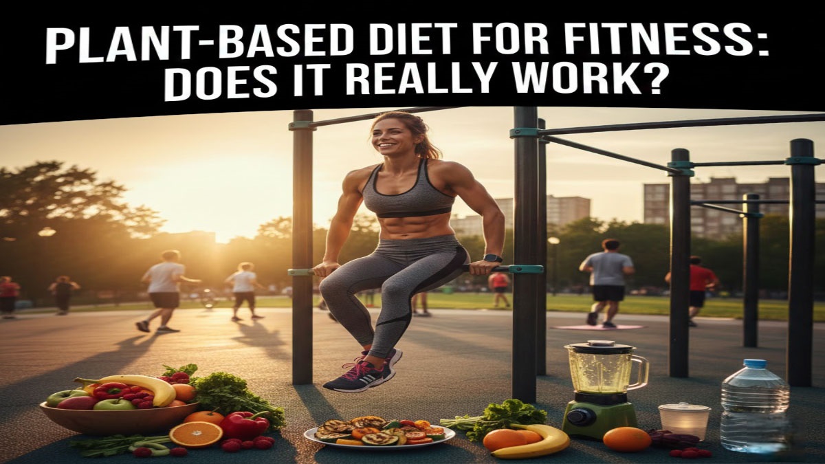 Plant-based athlete with tofu, lentils, quinoa, vegetables - fitness nutrition