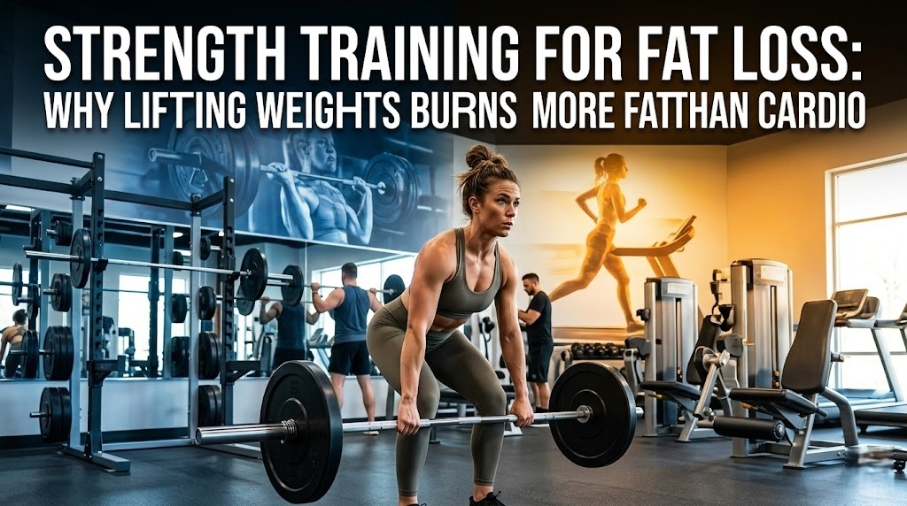 Person lifting weights for fat loss - metabolism and afterburn effect