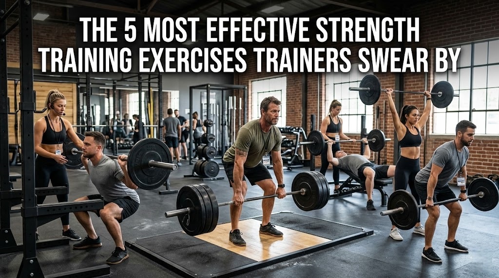 Top 5 strength exercises - deadlift, squat, bench press, overhead press, pull-up