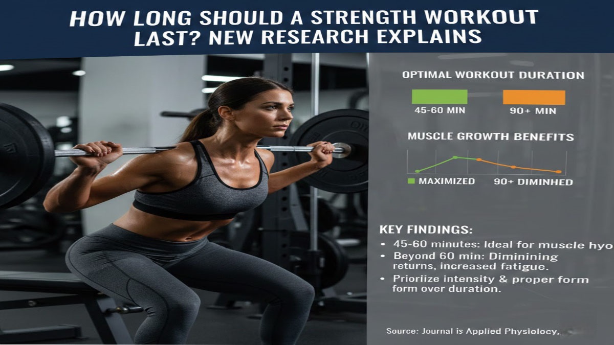 Clock and gym equipment showing optimal workout duration research